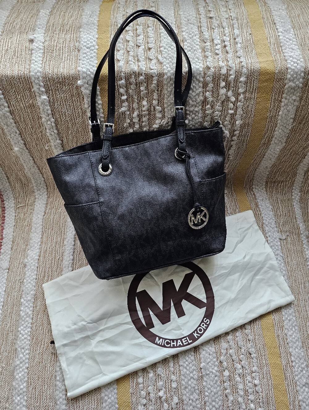Michael Kors Jet Set Monogram Black Tote